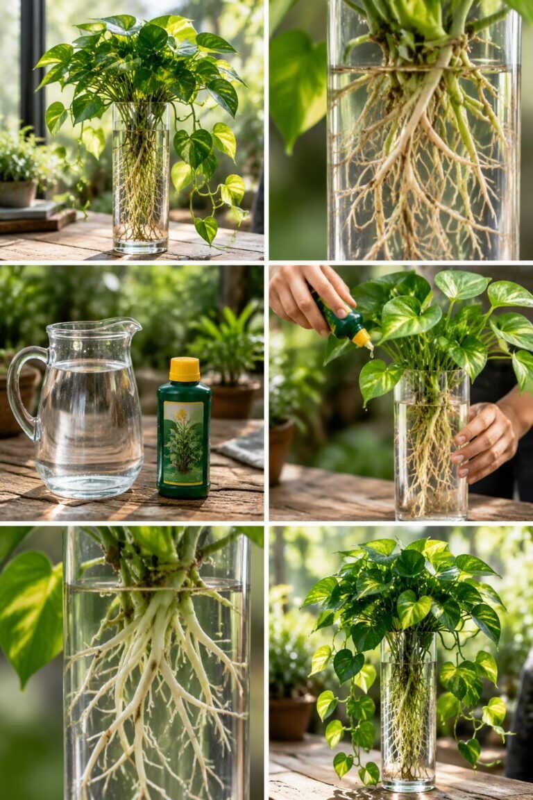 Le pothos vit des années dans un simple vase d&rsquo;eau, à une condition