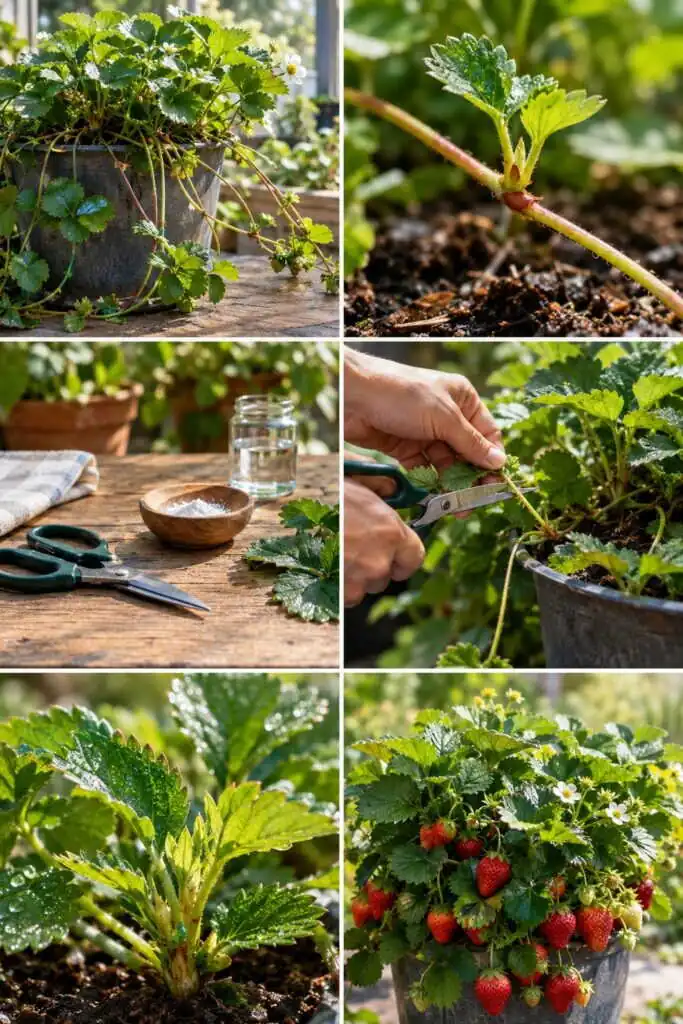 Le secret des fraises de balcon : couper les stolons en août
