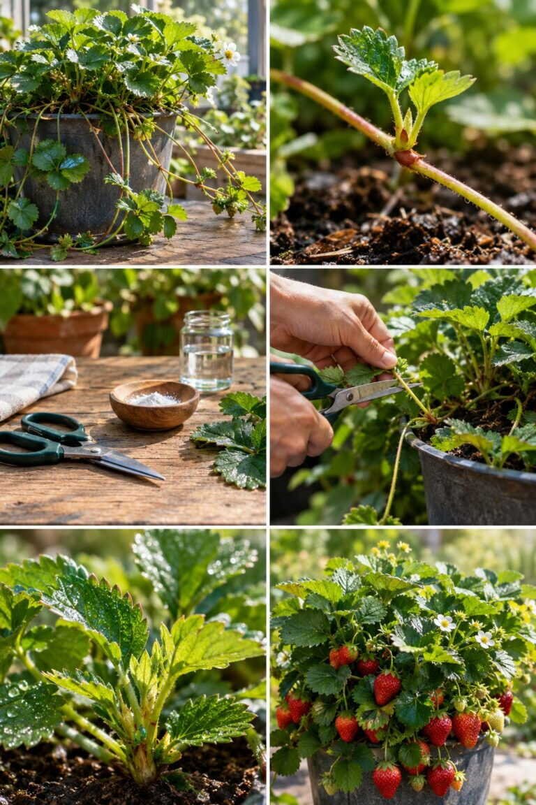 Le secret des fraises de balcon : couper les stolons en août