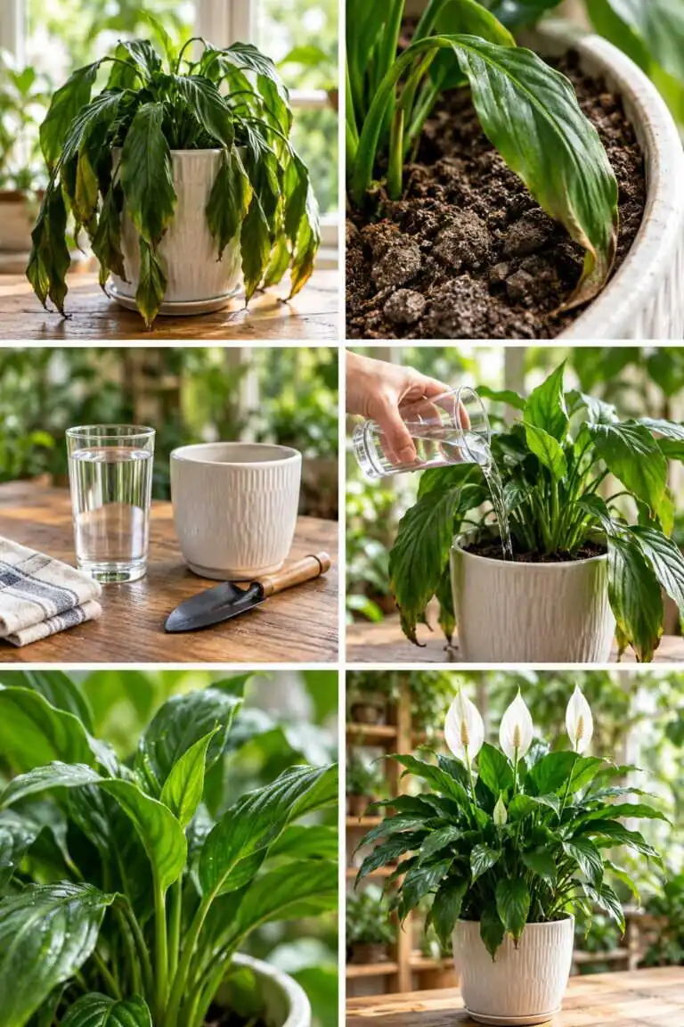Le spathiphyllum s&rsquo;effondre ? Un verre d&rsquo;eau et il se relève en 2 heures