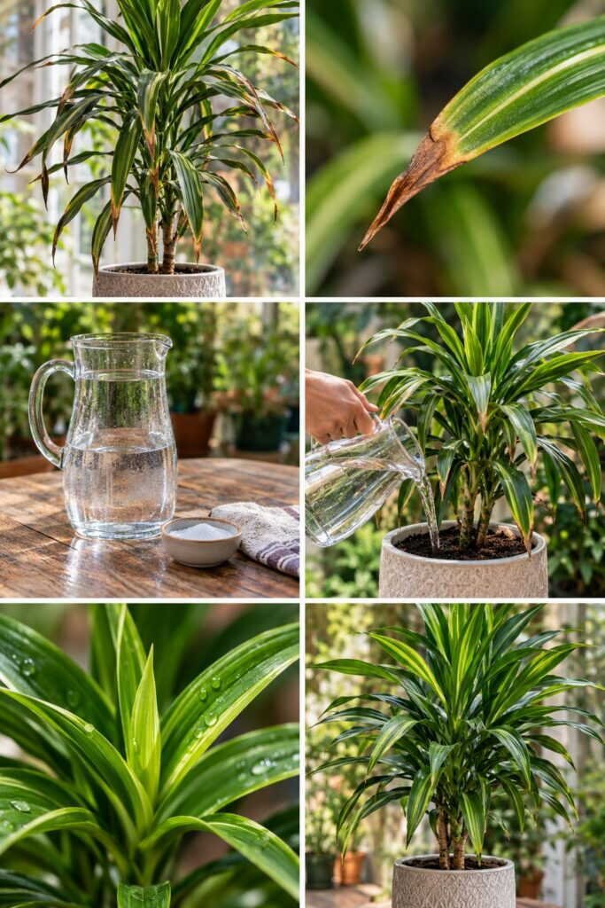Les pointes brunes du dracaena viennent de l'eau du robinet : la solution en 24 h