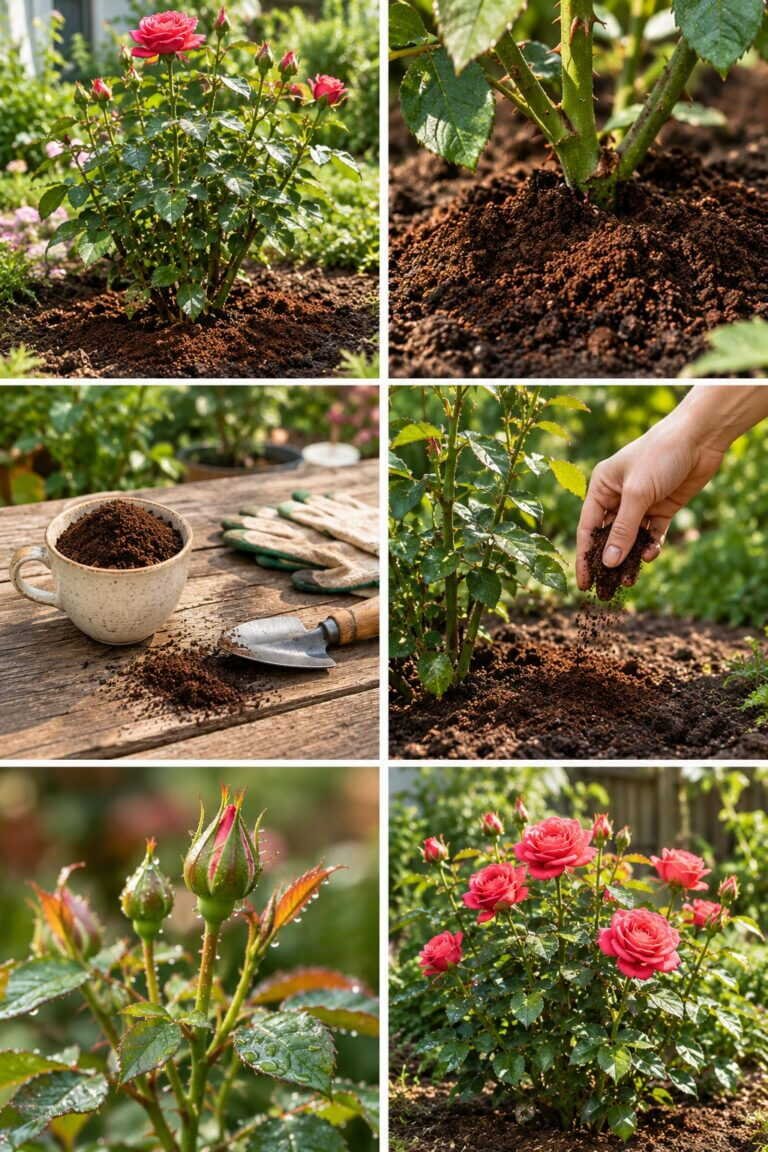 Marc de café au pied des rosiers : le geste que les jardiniers font chaque matin