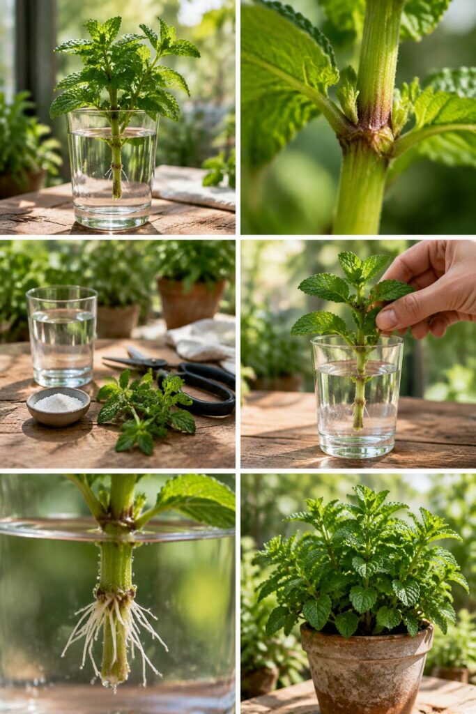 Menthe dans un verre d'eau : des racines en 5 jours