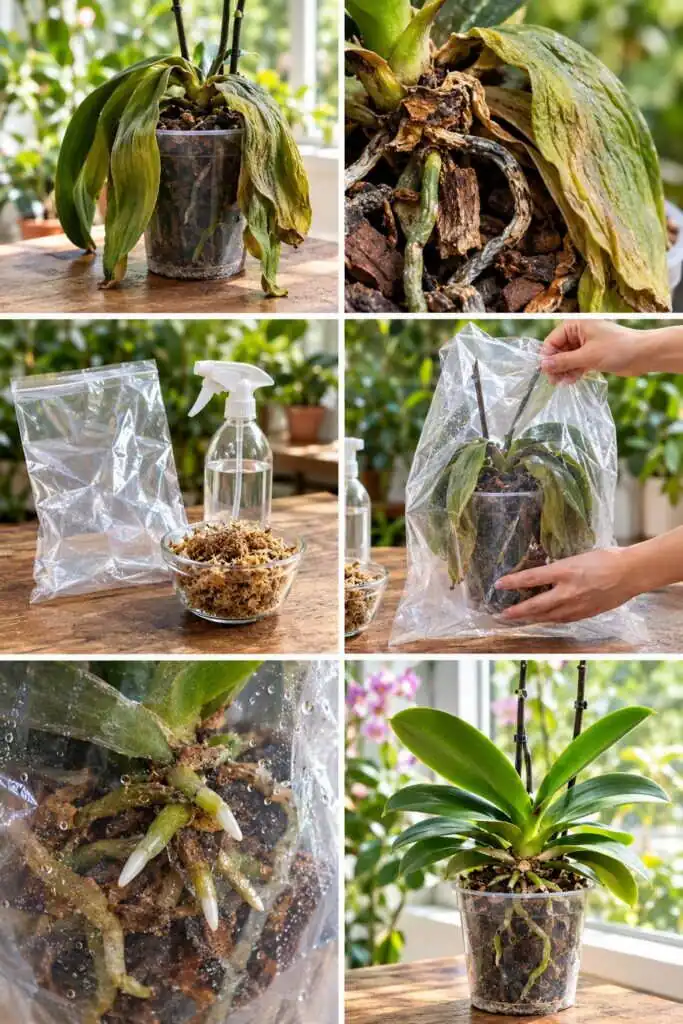Orchidée toute molle : le sac plastique qui la sauve en 10 jours