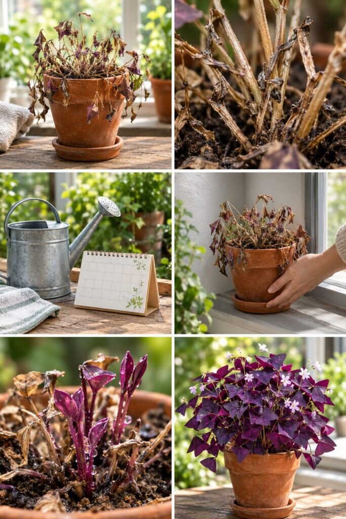 Oxalis qui semble mort : il dort, ne le jetez pas