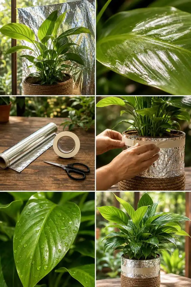 Papier aluminium derrière la plante : la lumière doublée