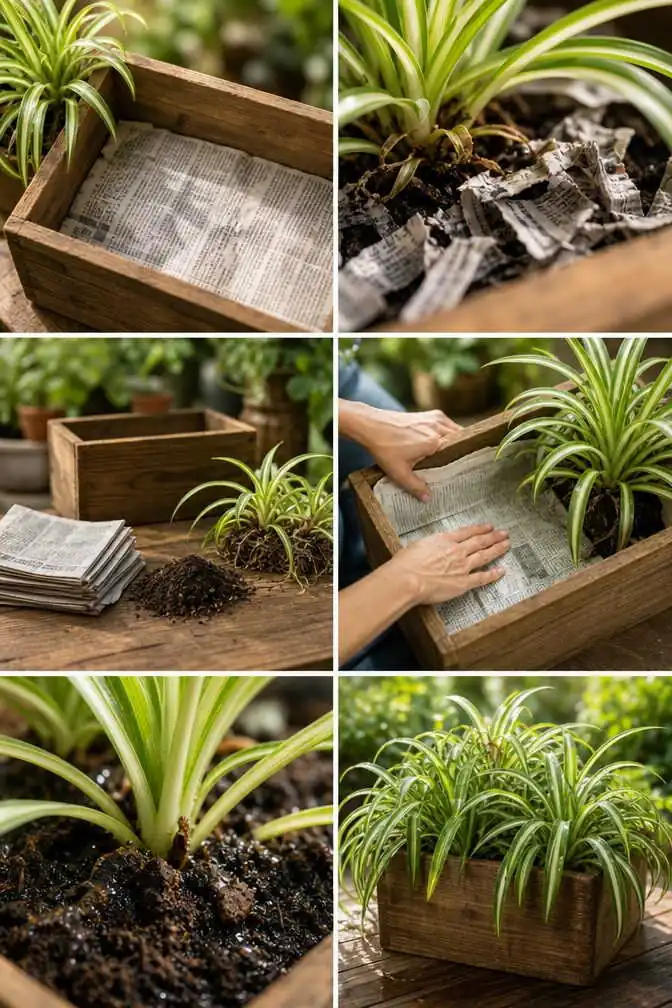Papier journal au fond de la jardinière : le drainage gratuit qui disparaît seul