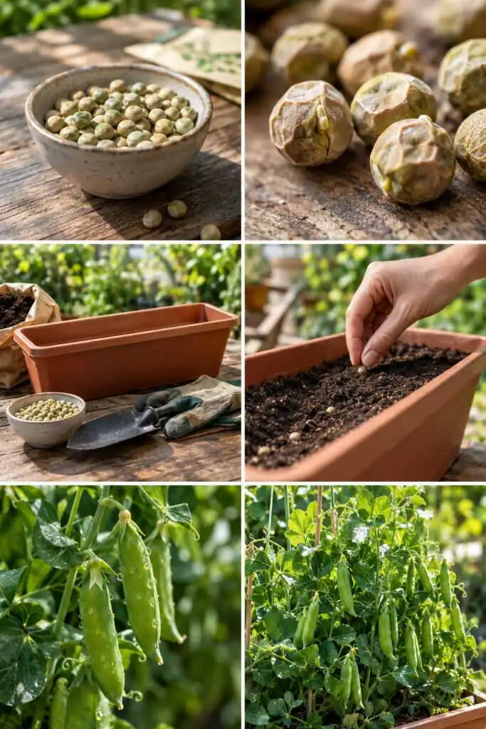 Petits pois en jardinière : semés en février, récoltés en mai