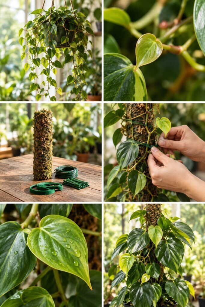 Philodendron aux feuilles minuscules : un tuteur et elles triplent de taille