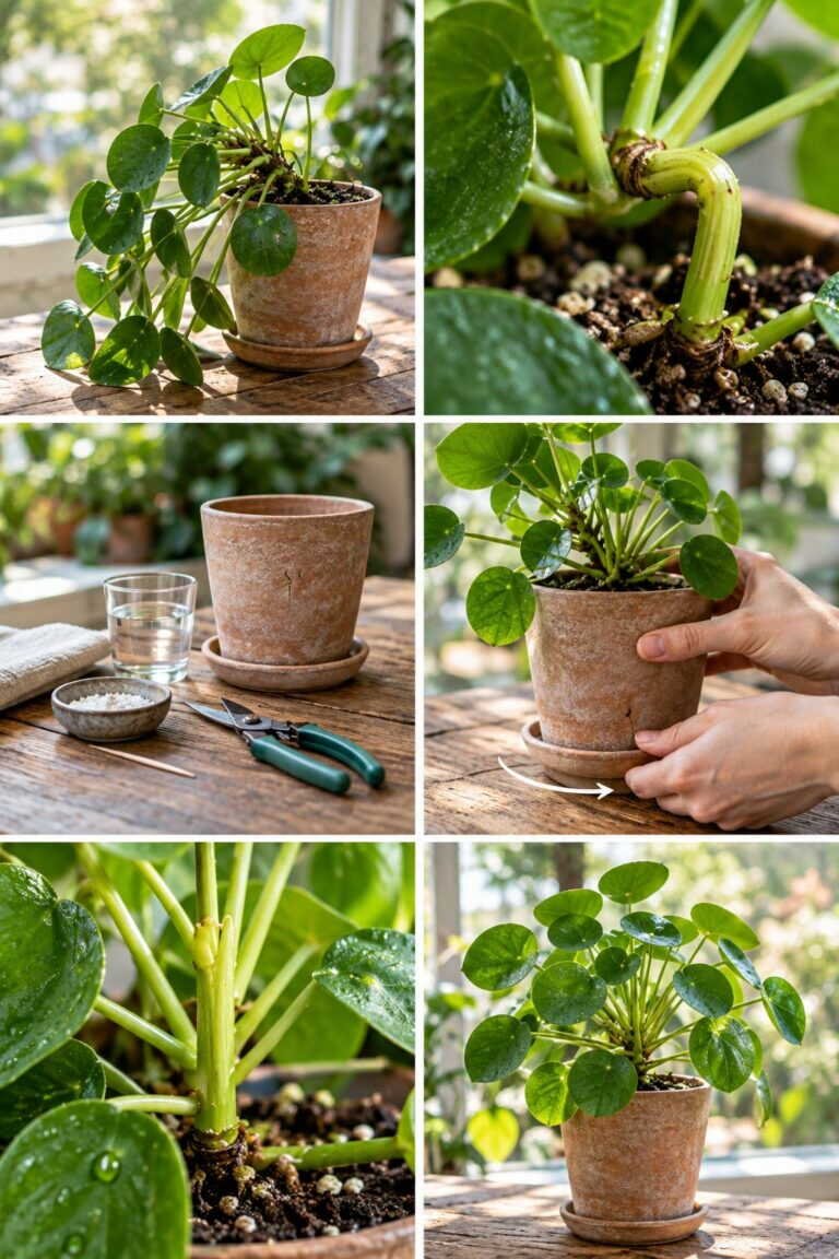 Pilea qui penche toujours du même côté : un quart de tour par semaine, c&rsquo;est réglé