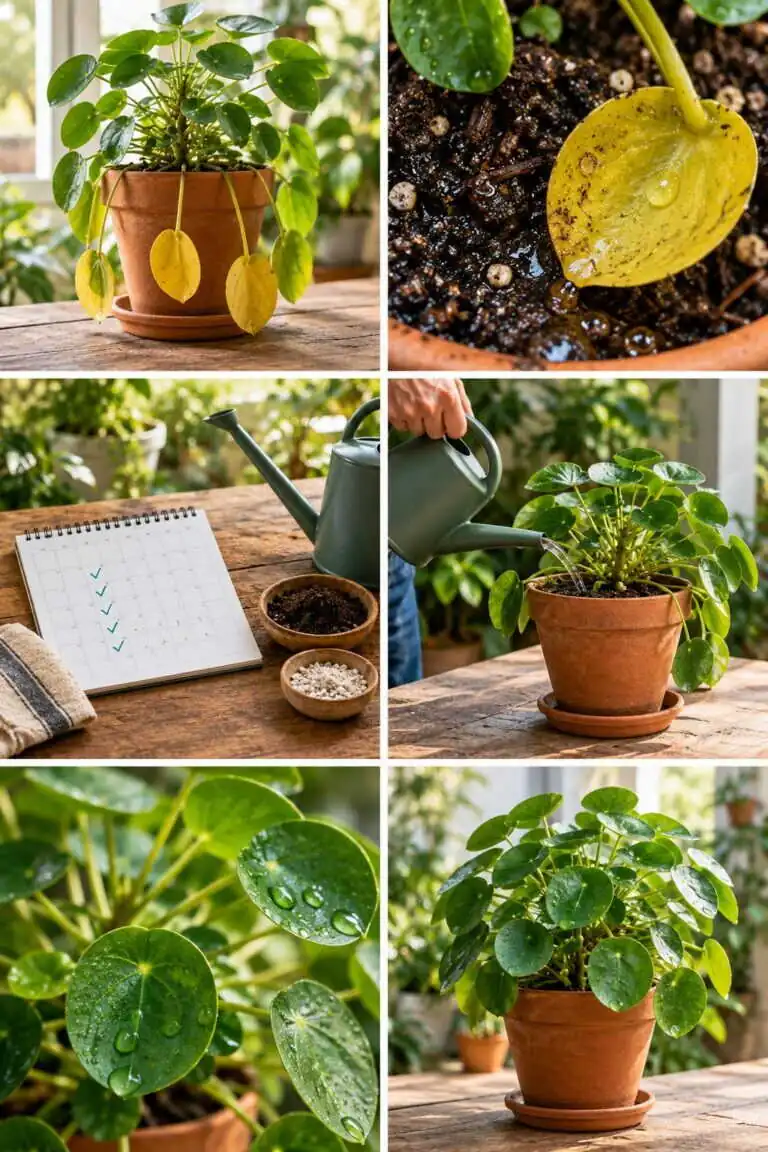 Pilea qui perd ses feuilles du bas : trop d&rsquo;eau, voici le rythme d&rsquo;arrosage exact