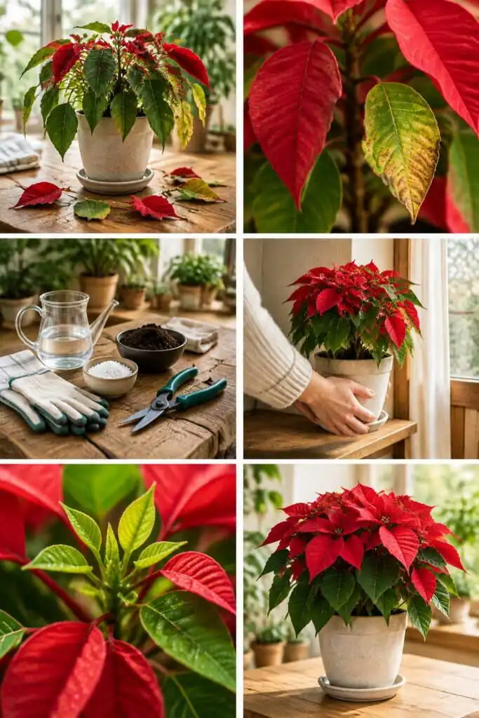 Poinsettia qui perd ses feuilles : le froid du magasin l'a choqué