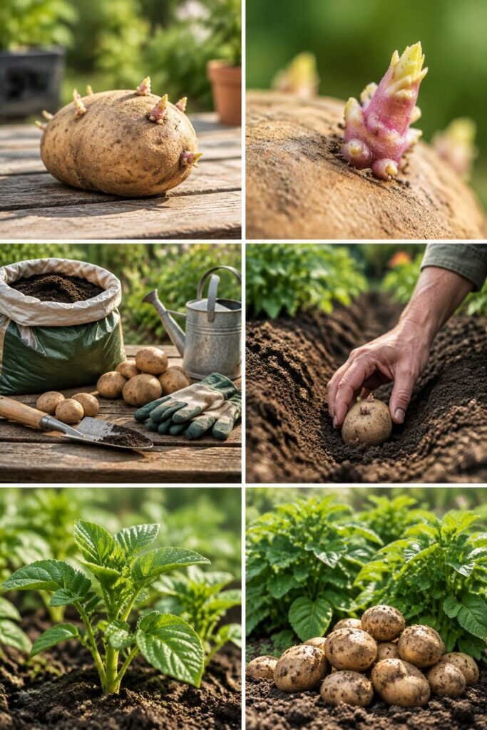 Pomme de terre germée : le sac de terreau et 4 kg à récolter