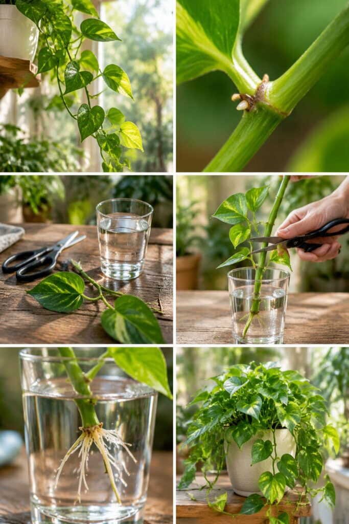 Pothos : coupez sous un nœud, mettez dans l'eau, c'est tout