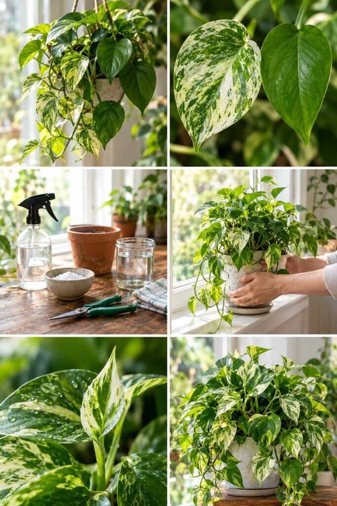Pothos panaché redevenu tout vert : il crie qu'il manque de lumière, voici la place idéale