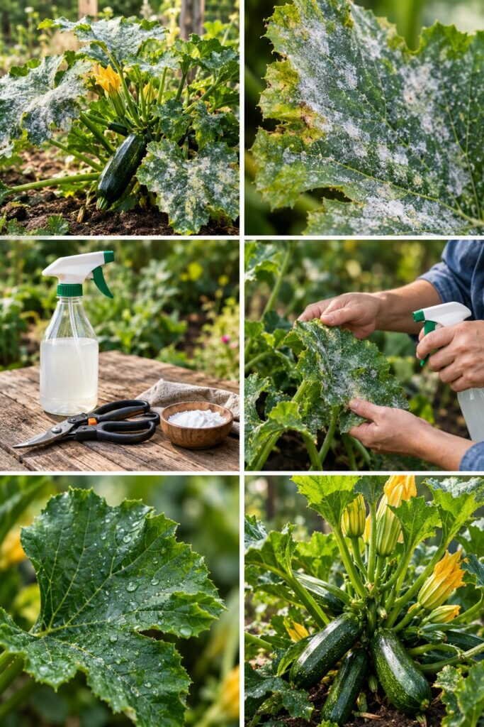 Poudre blanche sur les courgettes en pot : couper ou traiter ? La réponse selon le stade