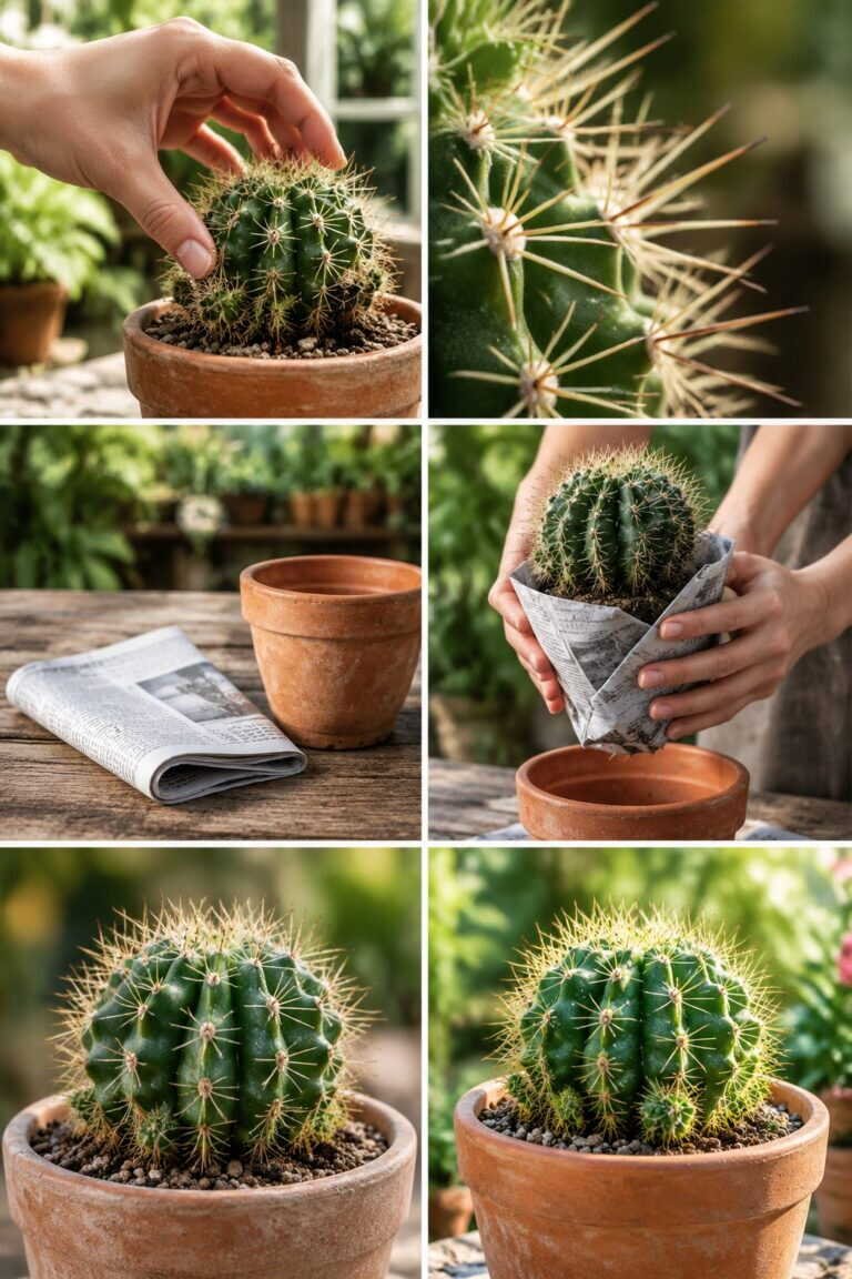Rempoter un cactus sans se piquer : l&rsquo;astuce du papier journal