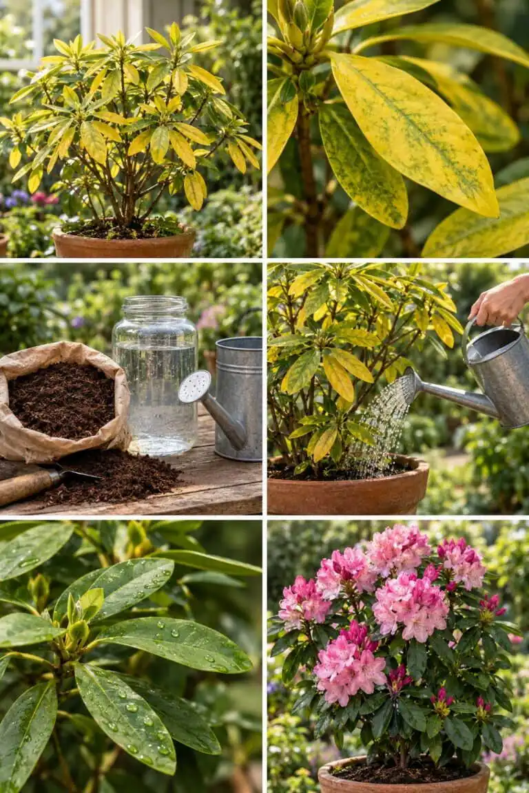Rhododendron aux feuilles jaunes : l&rsquo;eau calcaire le tue, voici quoi lui donner
