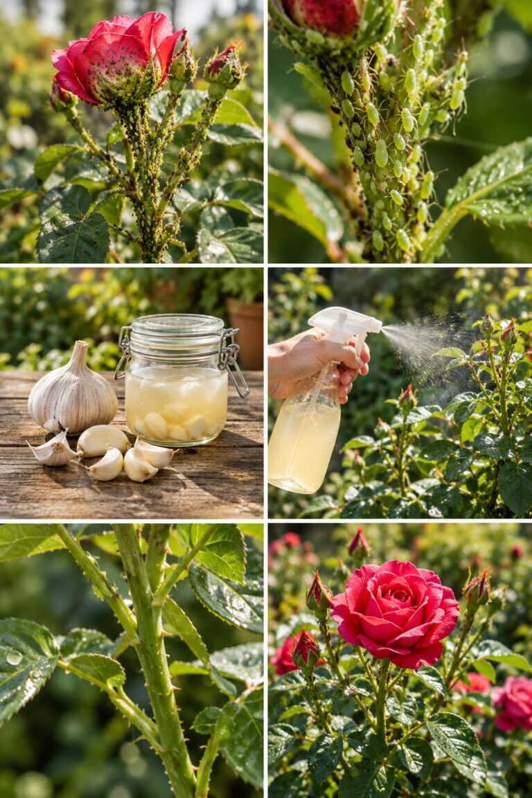 Rosier en pot couvert de pucerons : la solution à l&rsquo;ail