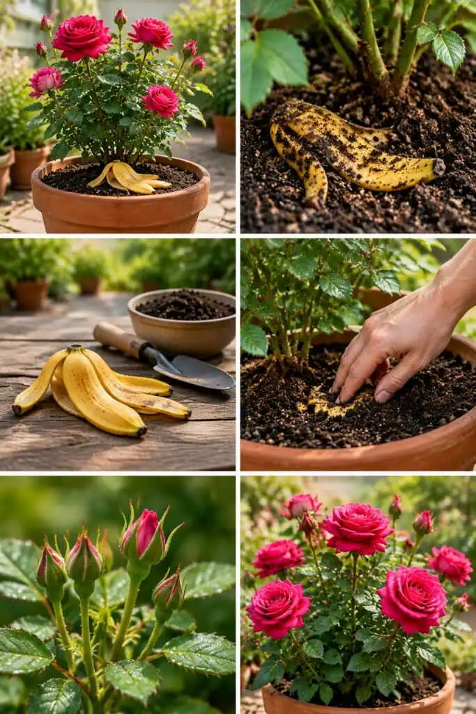 Rosier en pot : la peau de banane au pied qui le fait refleurir