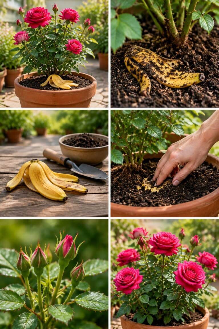 Rosier en pot : la peau de banane au pied qui le fait refleurir
