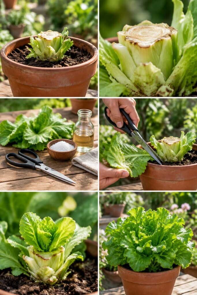 Salade en pot : coupez les feuilles extérieures, elle repousse 3 fois