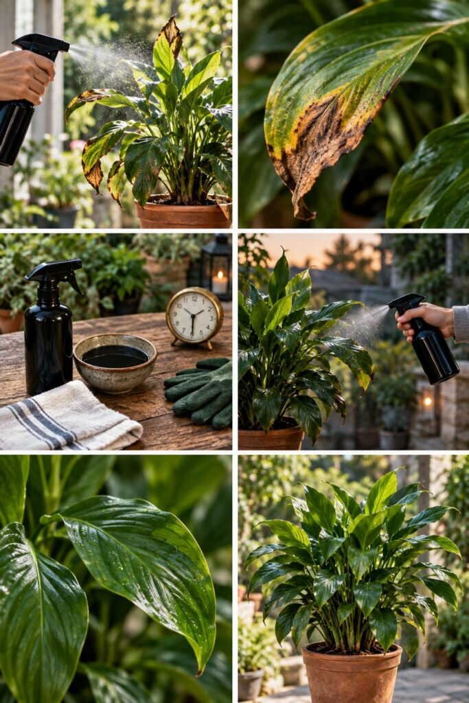 Savon noir sur les feuilles en plein soleil : elles brûlent