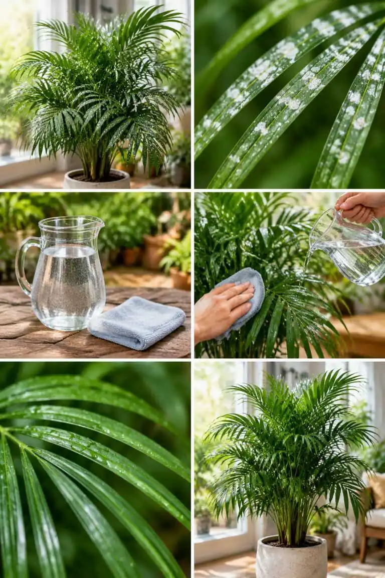Taches blanches sur les feuilles du palmier : c&rsquo;est le calcaire de l&rsquo;eau, voici comment l&rsquo;éviter