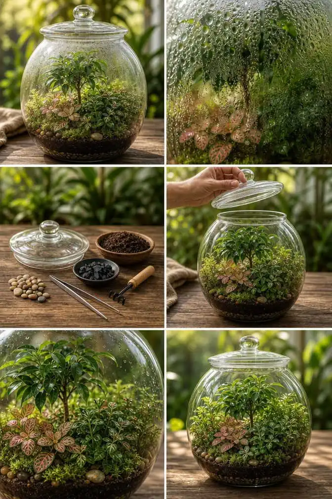 Terrarium plein de buée : trop d&rsquo;eau, ouvrez-le une journée