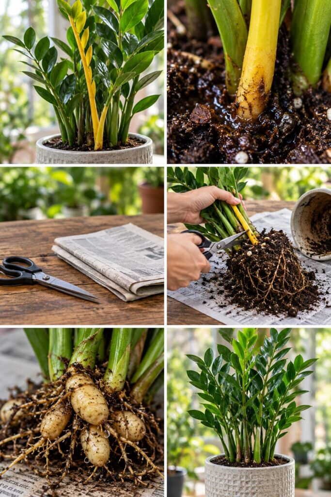 Tige jaune sur le zamioculcas : trop d'eau, voici comment le sauver avant que tout pourrisse