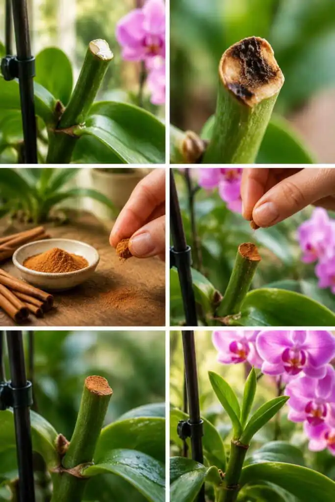 Une pincée de cannelle après la coupe : l'orchidée ne pourrit plus jamais à cet endroit