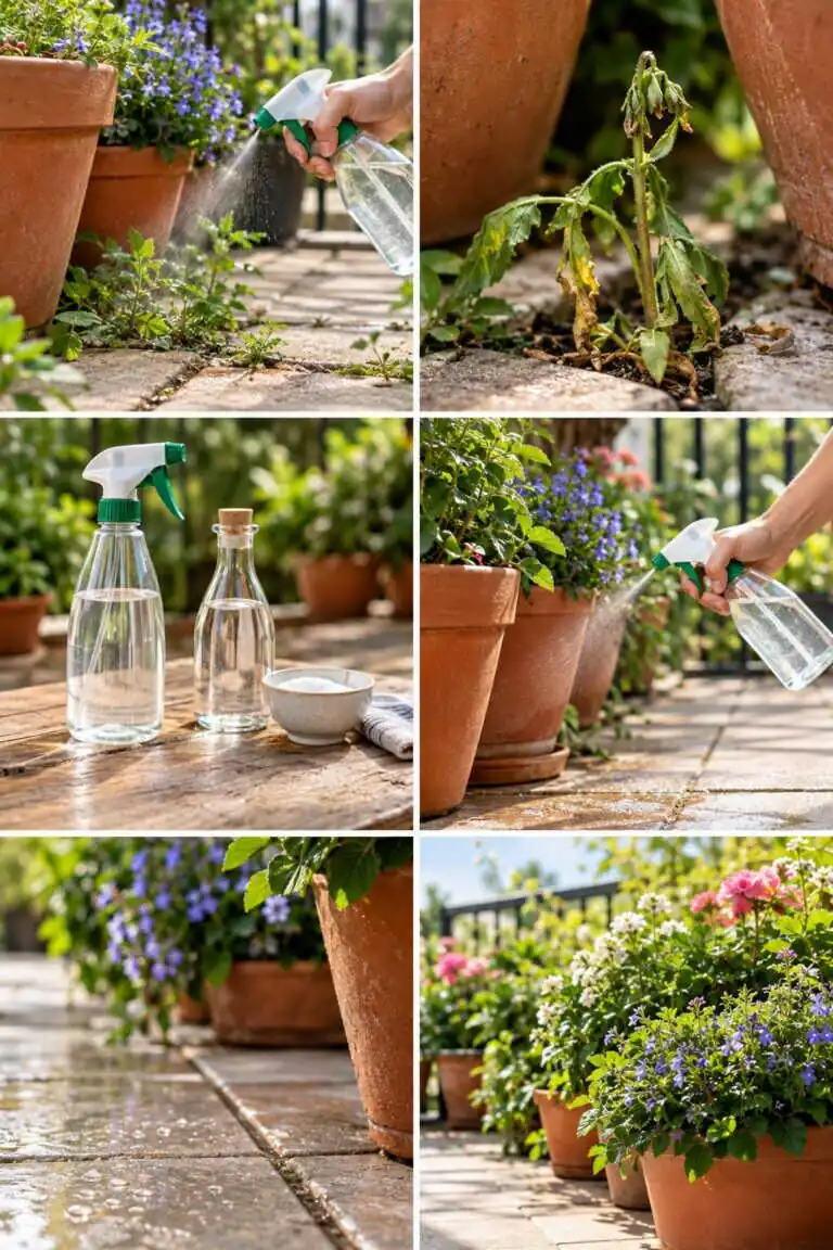 Vinaigre contre les mauvaises herbes entre les pots : oui, mais jamais dans les pots
