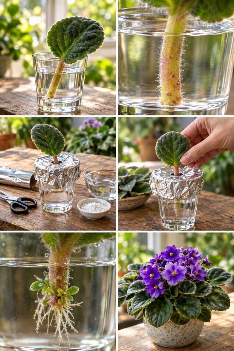 Violette africaine : une feuille dans l&rsquo;eau donne une nouvelle plante