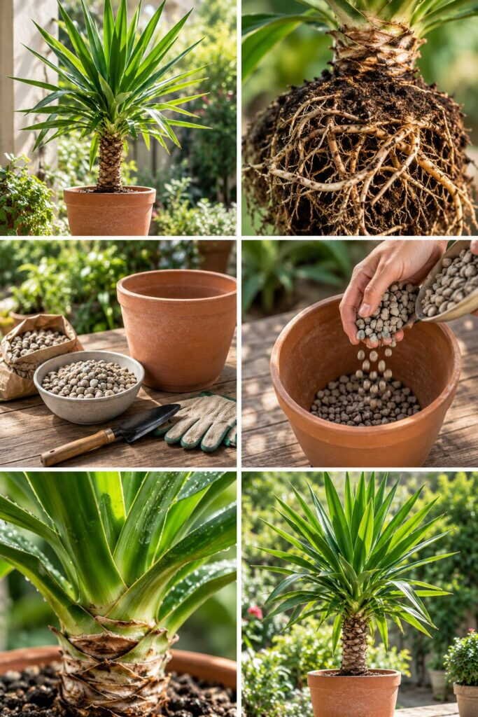 Yucca dehors en pot : il supporte -10 °C mais pas les pieds dans l'eau