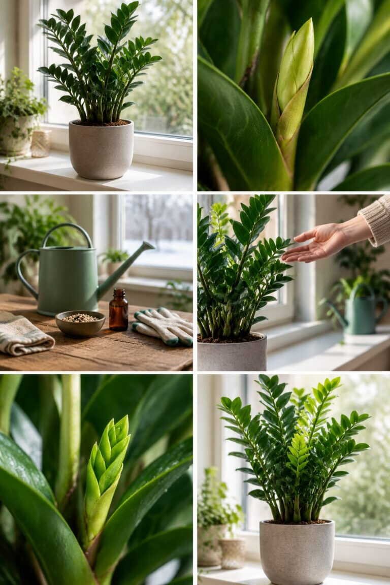 Zamioculcas qui n&rsquo;a pas bougé depuis l&rsquo;automne : il dort, ne l&rsquo;arrosez surtout pas plus